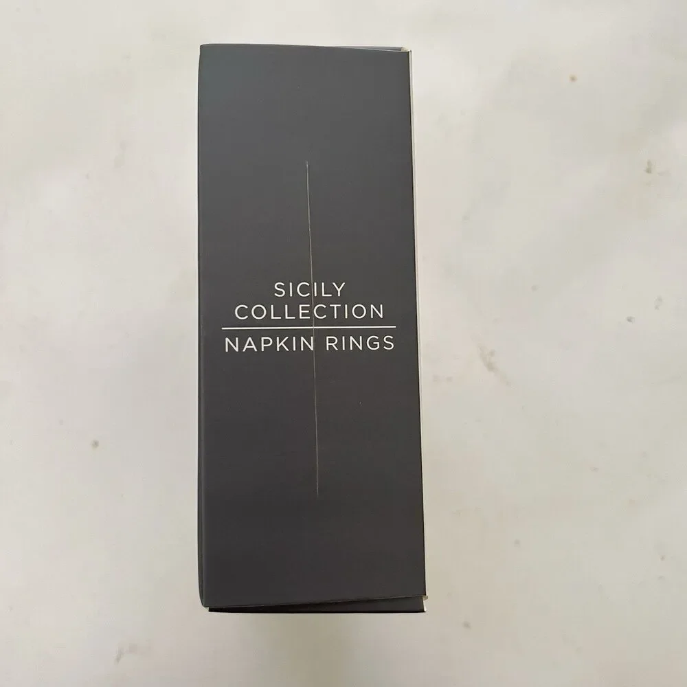 Williams Sonoma Sicily Napkin Rings Set of 4 Blue Ceramic New Box
